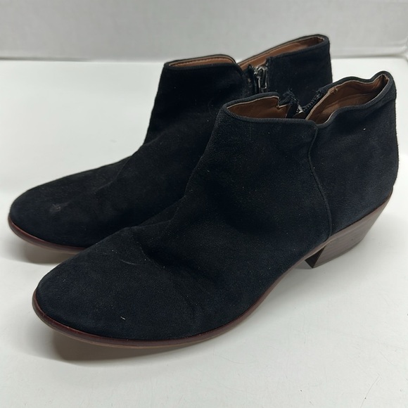 Sam Edelman Petty Suede Ankle Boots Booties Zip Up Ankle Shoes Black Size 8.5 - Picture 7 of 8